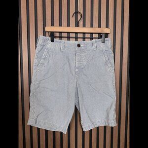 Abercrombie & Fitch Shorts 30 Mens Blue White Seersucker 100% Cotton